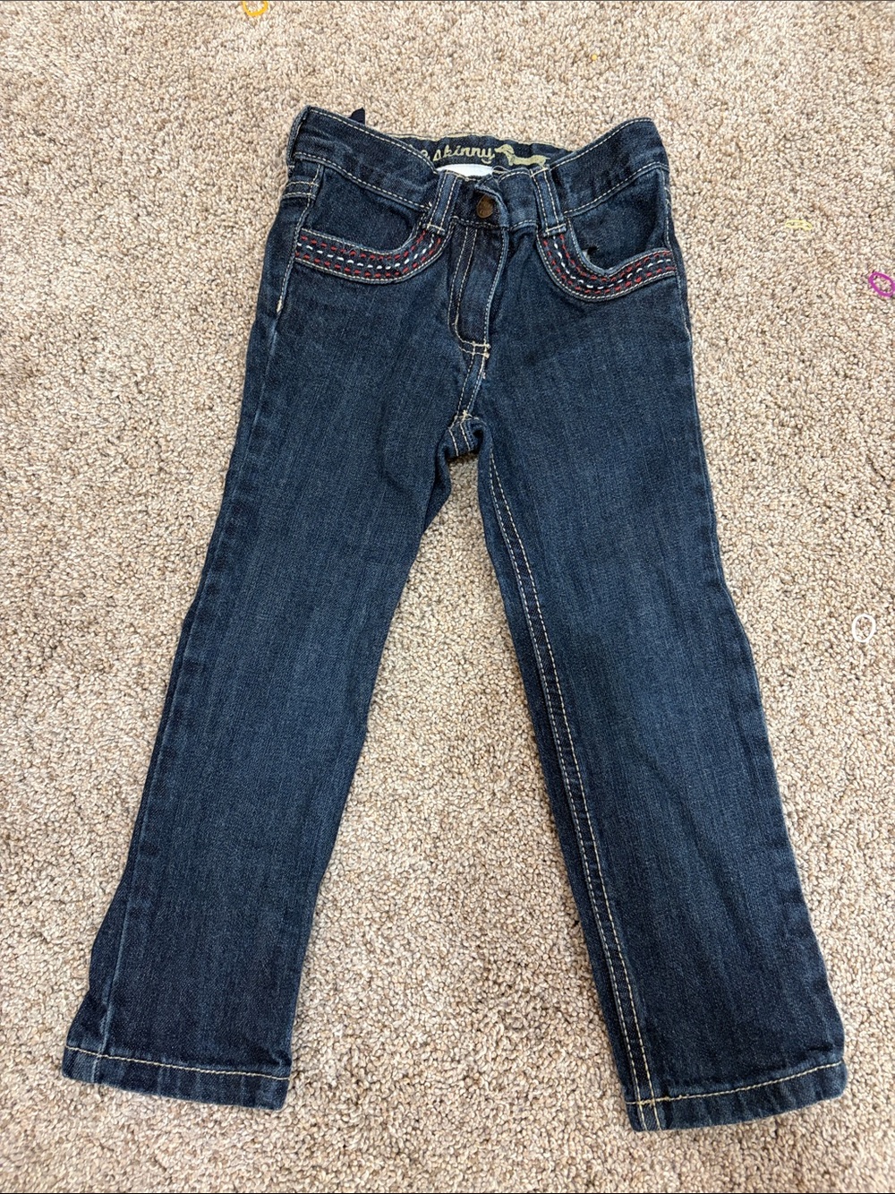 Crazy 8 Dark Blue Girls' Skinny Jeans with Contrast Stitching